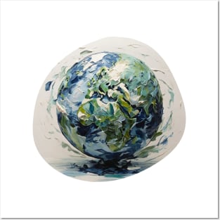 Impasto oils capture the floating globe Posters and Art